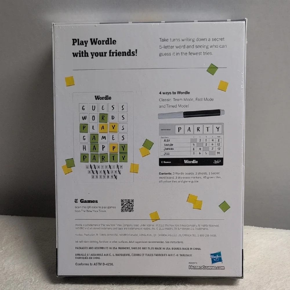 Hasbro Wordle The Party Game - White with Green & Yellow Tiles - Picture 2 of 16